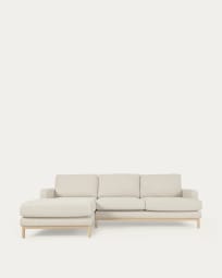 Mihaela 3 seater sofa with left-hand chaise longue in white fleece, 264 cm