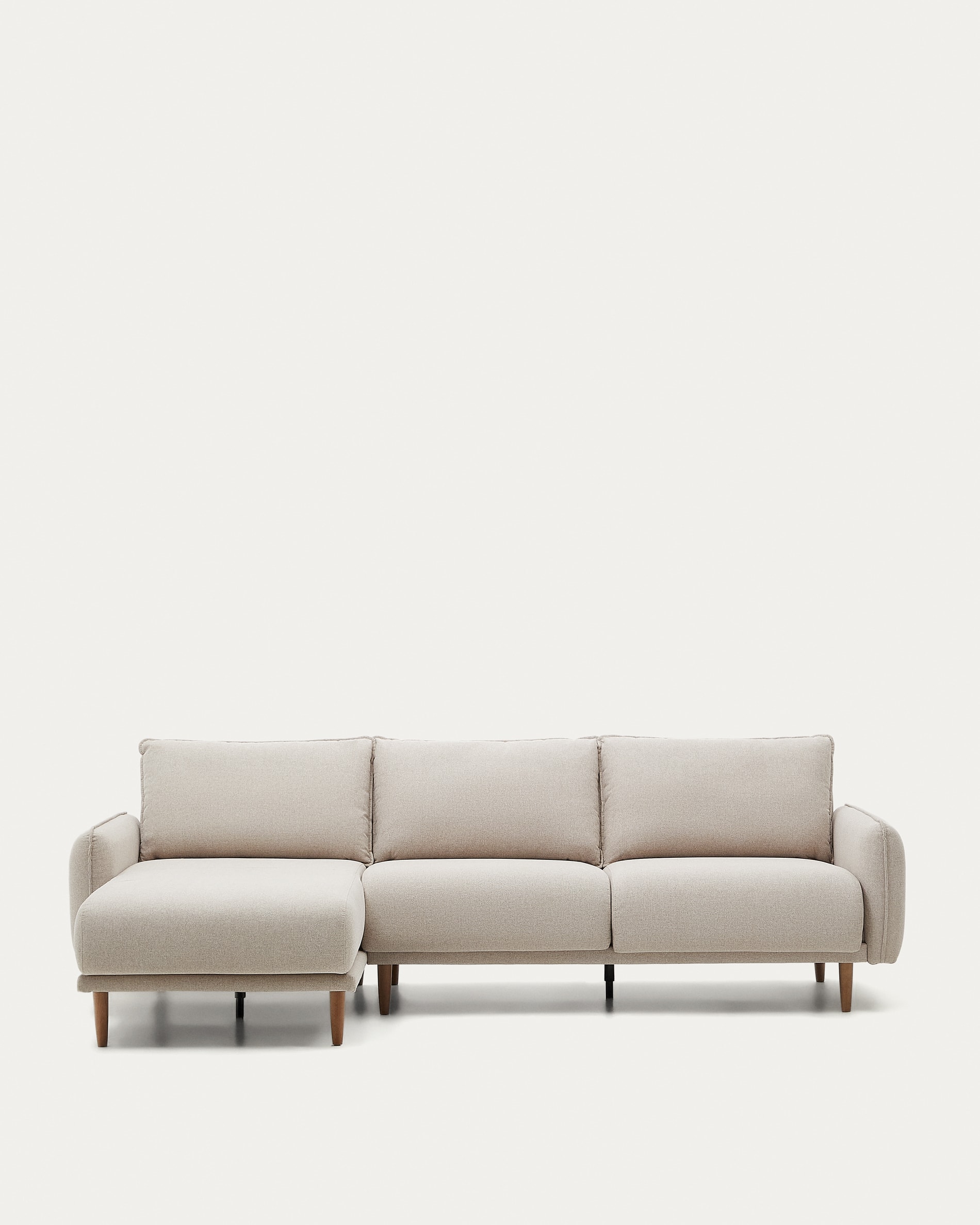 Gilma 3-Sitzer-Sofa Chaiselongue rechts/links Chenille in Perle Beine  naturfarben 260 cm