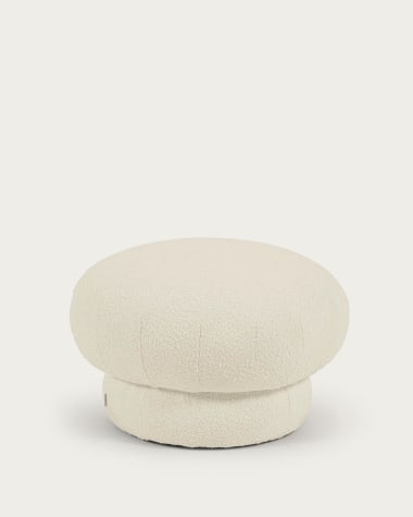 Sarisha round pouffe in white fleece, Ø 60 cm
