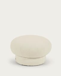Sarisha round pouffe in white fleece, Ø 60 cm