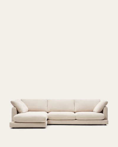 Gala 4-zitsbank met chaise longue links in beige 300 cm | Kave Home®