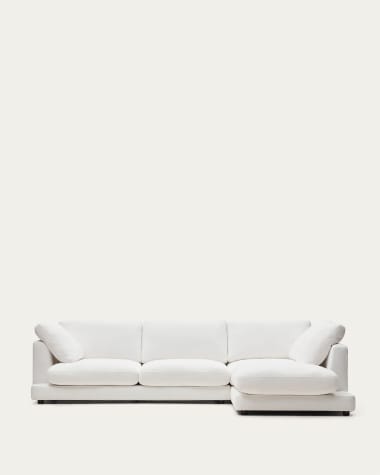 Gala 4 seater sofa with right side chaise longue in white, 300 cm