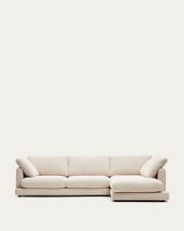 Gala 4 seater sofa with right side chaise longue in beige, 300 cm