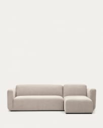 3θ αρθρωτός καναπές Neom με ανάκλινδρο δεξιά/αριστερά, μπεζ ύφασμα, 263 εκ