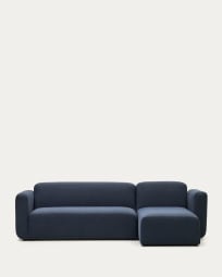 3θ αρθρωτός καναπές Neom με ανάκλινδρο δεξιά/αριστερά, μπλε ύφασμα, 263 εκ