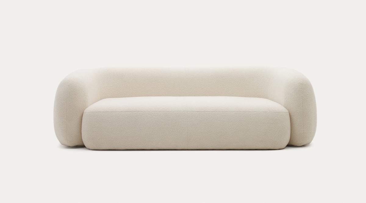 Martina 3-seater sofa in off-white shearling 246 cm | Kave Home®