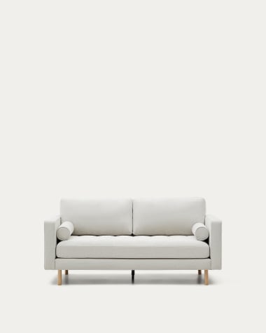 Debra 2-seater sofa in pearl chenille and natural legs, 182 cm
