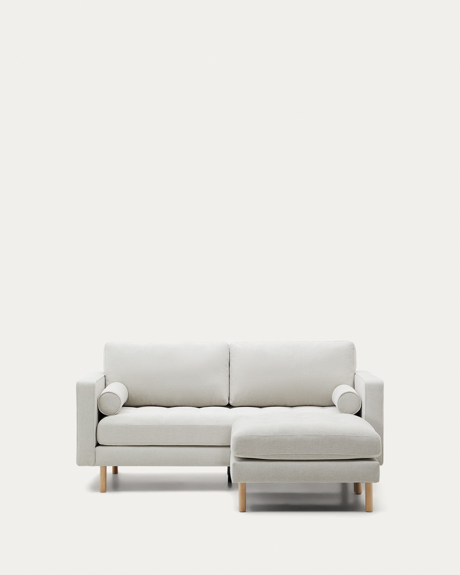 Debra 2-Sitzer-Sofa mit Fußablage 182 Finish Beine natur | perlfarbener in cm Home Kave Chenille Bezug mit