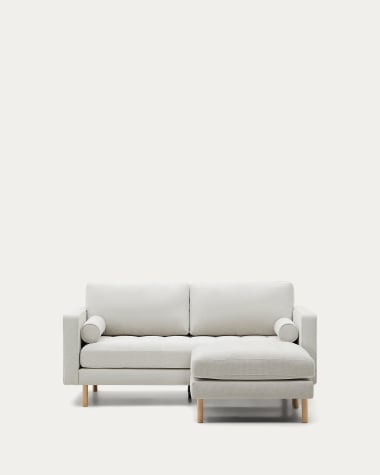 Debra 2-Sitzer-Sofa mit Fußablage mit Bezug in perlfarbener Chenille Beine Finish natur 182 cm