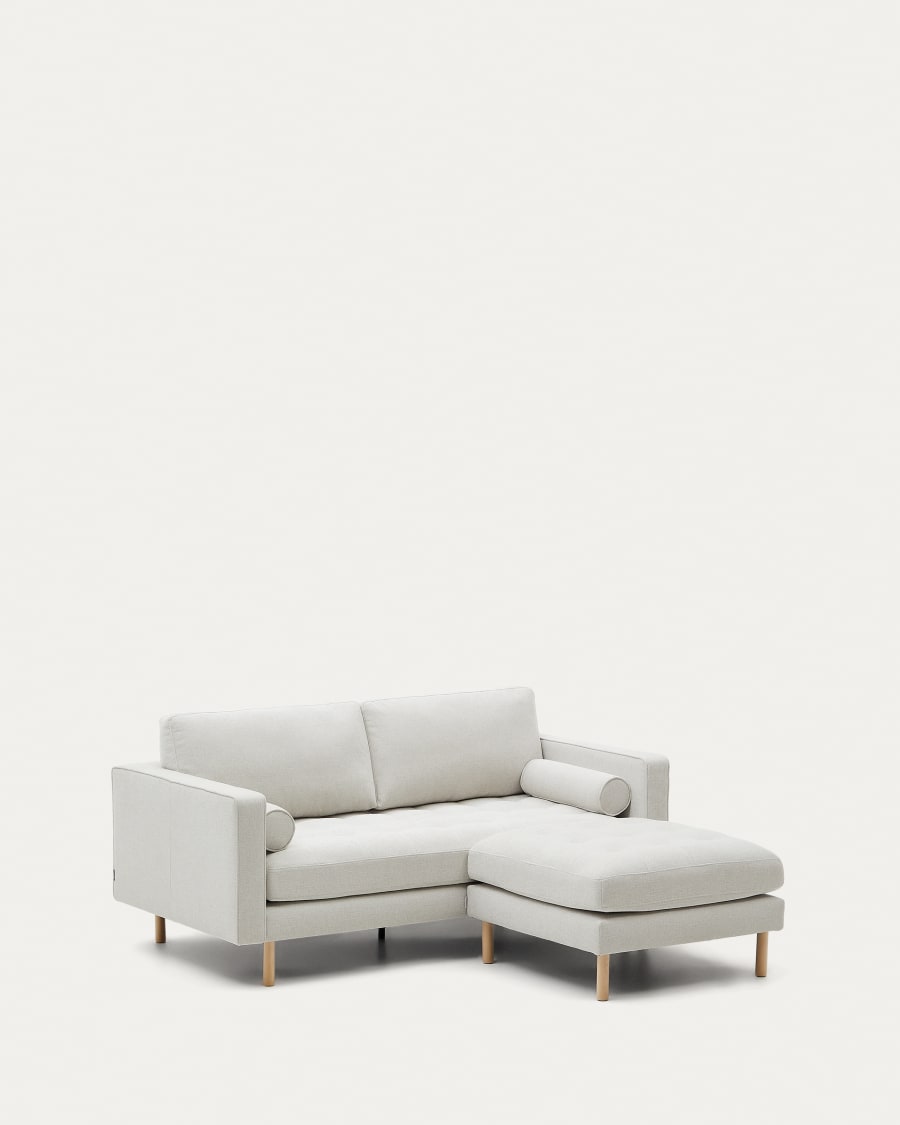mit | cm in mit 182 Beine 2-Sitzer-Sofa Home Finish Bezug perlfarbener Debra Kave Fußablage natur Chenille