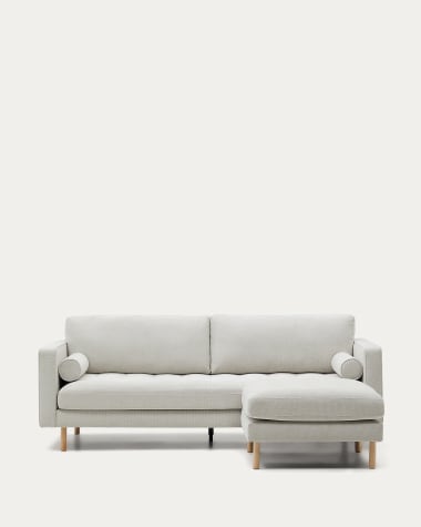 Debra 3-Sitzer-Sofa mit Fußablage mit Bezug in perlfarbener Chenille Beine Finsh natur 222 cm