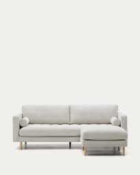 Sofa Debra 3-seater with pearl chenille footrest and natural legs 222 cm