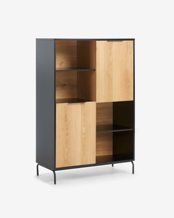 Savoi MDF shelf unit with black lacquer and black-finished steel 100 x 150 cm