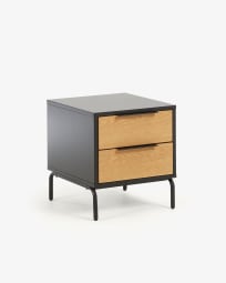 Savoi MDF bedside table with black lacquer and black-finished steel 42 x 50 cm