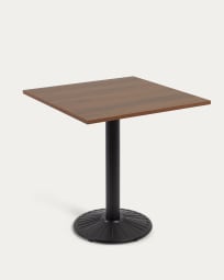 Tiaret table in a walnut wood finish with metal leg in a painted black finish, 69.5x69.5cm