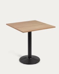 Tiaret melamine table in a natural finish with metal leg in a black finish, 69.5x69.5cm