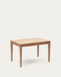 Ανοιγόμενο τραπέζι Yain, καπλαμάς και μασίφ ξύλο δρυός, 120(180)x80εκ