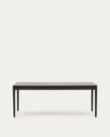 Mesa extensível Lenon de chapa e madeira maciça carvalho preto 200(280)x90cm FSC Mix Credit