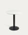 Στρογγυλό τραπέζι Tiaret, λευκή μελαμίνη και μαύρη μεταλλική βάση, Ø69,5εκ