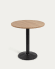 Στρογγυλό τραπέζι Tiaret, φυσικό φινίρισμα μελαμίνης και μαύρη μεταλλική βάση, Ø69,5εκ