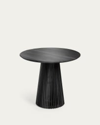 Jeanette round solid white cedar wood table in black, Ø 90 cm