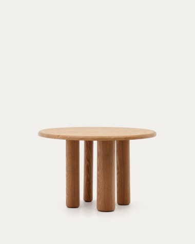 Mailen round table in ash wood veneer with natural finish, Ø 120 cm
