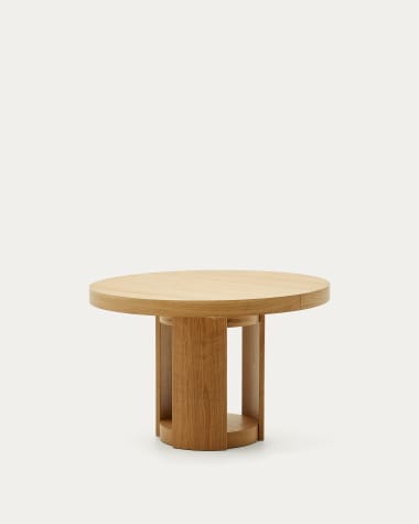 Mesa extensible redonda Artis de madera maciza y chapa de roble FSC 100% 120 (170) x 80 cm