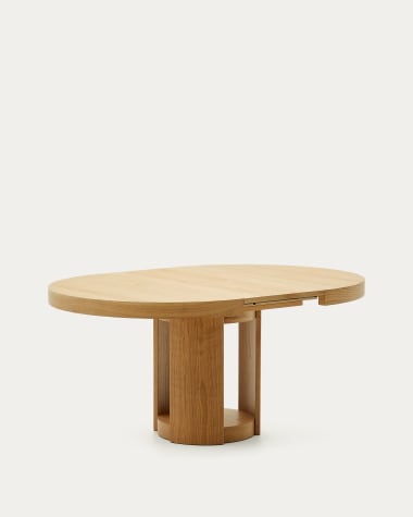 Artis extendable round table in solid wood and oak veneer 100% FSC, 120 (170) cm x 80 cm