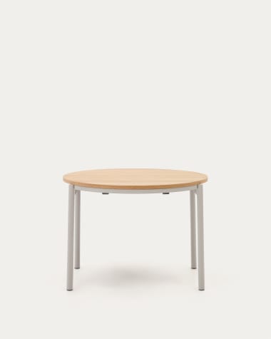 Στρογγυλό επεκτεινόμενο τραπέζι Montuiri σε καπλαμά δρυός και ατσάλινα πόδια γκρι φινίρισμα Ø90(130) εκ.