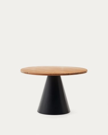 Stół okrągły Wilshire z litego drewna akacjowego ze stalowymi nogami z czarnym wykończeniem Ø 120 cm