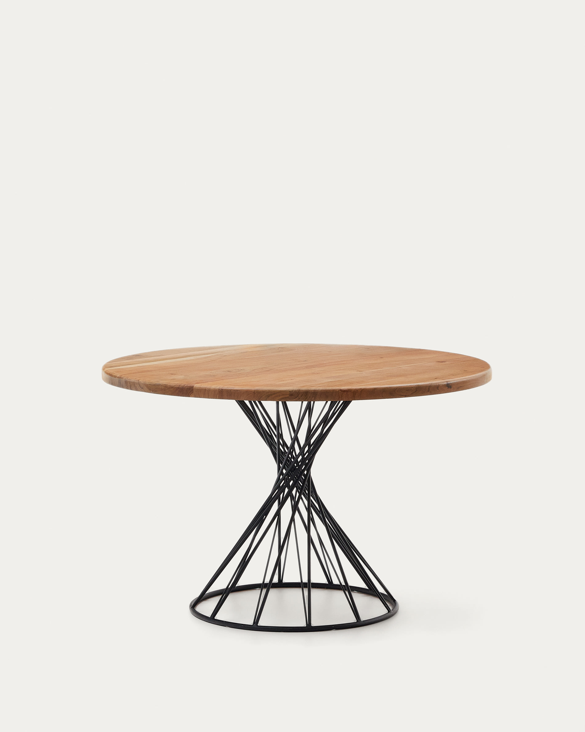 Table extensible ronde Montuiri placage en chêne et pieds en acier finition  grise Ø 120 (200) cm