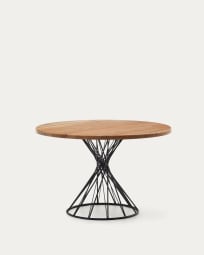 Niut round table in acacia solid wood and steel legs with black finish, Ø 120 cm