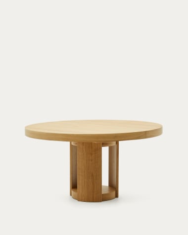 Mesa extensível redonda Artis madeira maciça e chapa de carvalho FSC 100% 150(200) x 80 cm