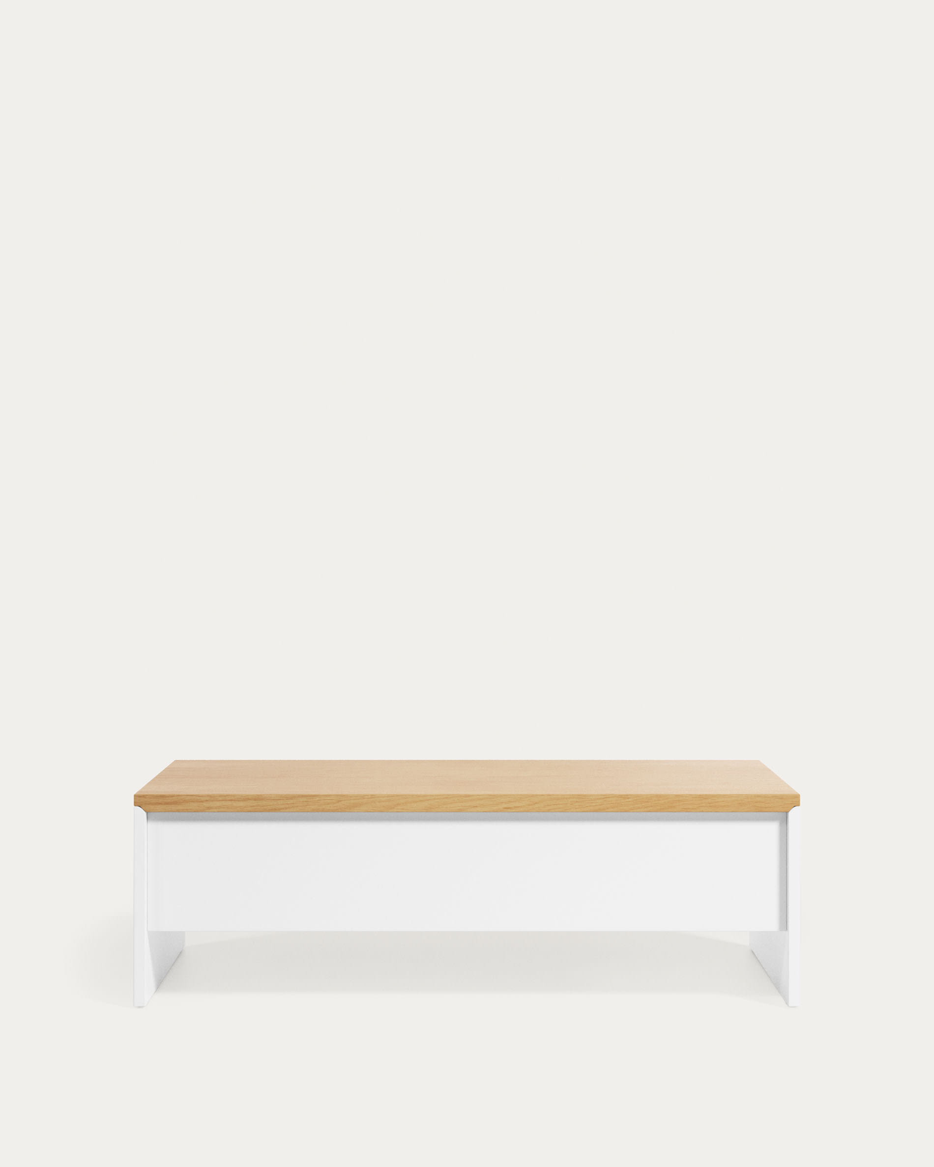 Table basse relevable Abilen en placage de chêne et laqué blanc 110 x 60 cm FSC 100% | Kave Home