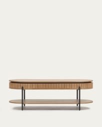 Table basse Licia 1 tiroir en bois de manguier et métal peint en noir 130 x 65 cm