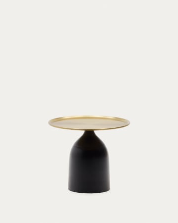 Mesa de apoio redonda Liuva de metal dourado e com acabamento preto mate Ø 52 cm