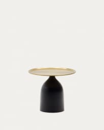 Liuva round side table in gold metal and matte black finish, Ø 52 cm