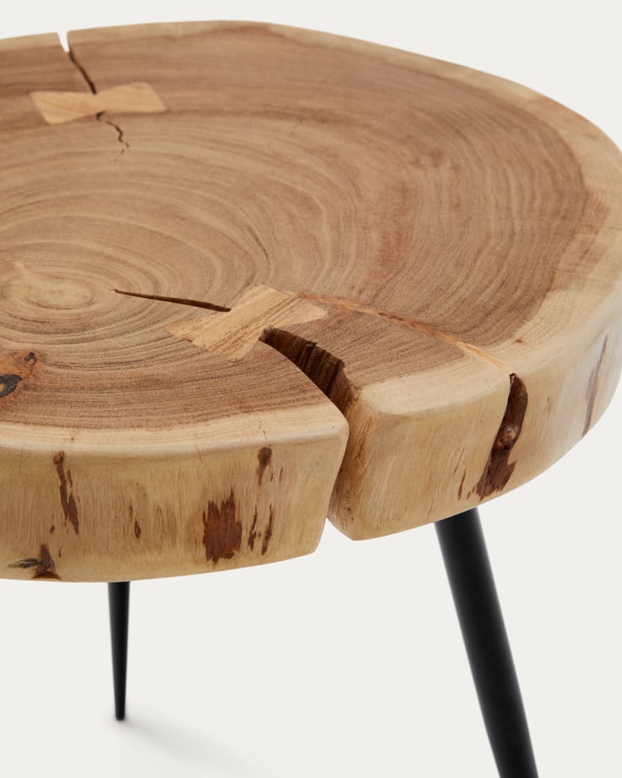 Table d'appoint Wellcres en bois de mungur massif Ø 65 cm