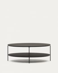 Fideia tempered glass and metal coffee table with a matte black finish, Ø 110 x 65 cm
