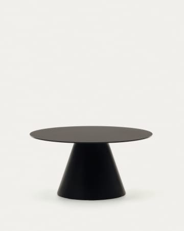 Tavolino Wilshire in vetro temperato e metallo finitura verniciato nero opaco Ø 80 cm