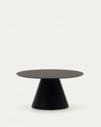 Table basse Wilshire en verre trempé et métal avec finition peinture noir mat Ø 80 cm