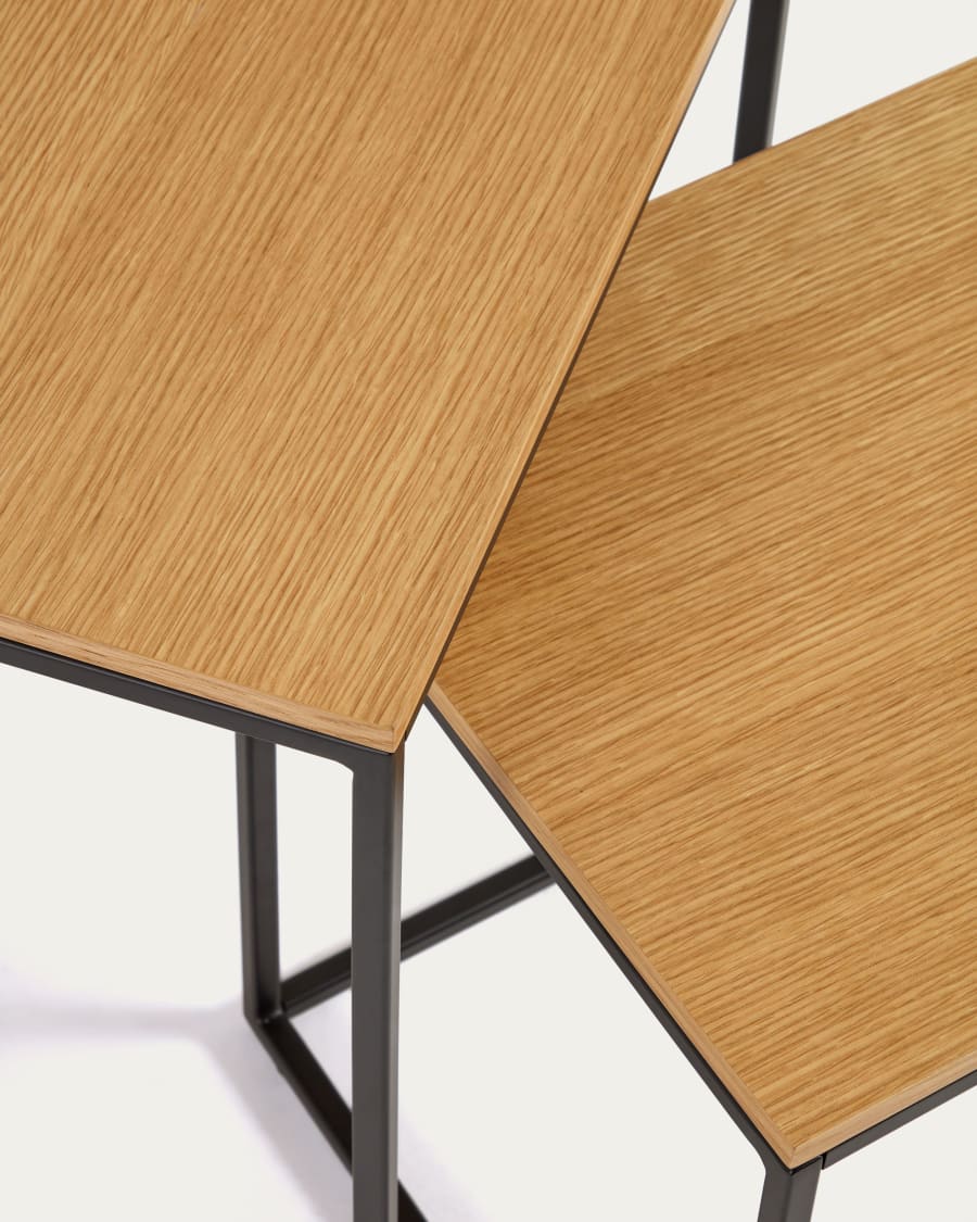 Oslo set de 2 mesas auxiliares de madera y metal