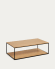 Yoana coffee table with oak wood veneer and painted black metal structure, 110 x 60 cm