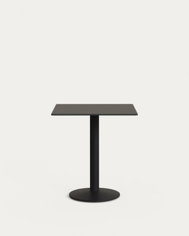 Esilda Outdoor-Tisch schwarz mit schwarz lackiertem Metallbein 70 x 70 x 70 cm