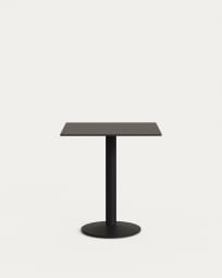 Tiaret outdoor table in black with metal leg in a painted black finish, 70 x 70 x 70 cm