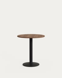 Tiaret round table in walnut finish melamine with metal leg in a painted black finish, Ø70x70 cm