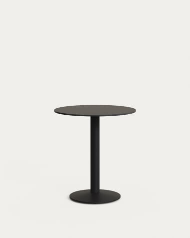 Table ronde d'extérieur noire avec pied en métal et finition peinte noire Ø 70 x 70 cm