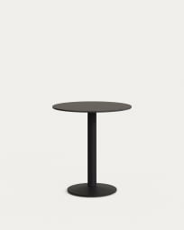 Tiaret round outdoor table in black with metal leg in a painted black finish, Ø 70 x 70 cm
