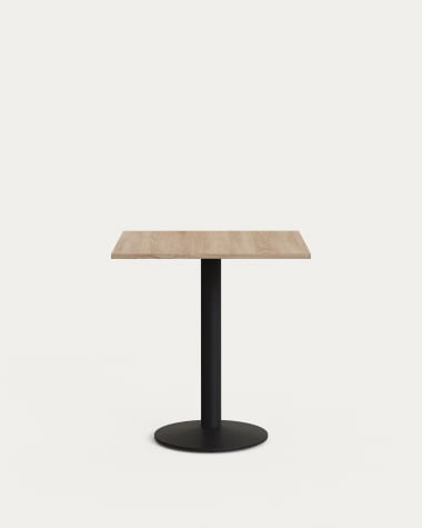 Esilda table in natural finish melamine with metal leg in a painted black finish, 70x70x70 cm