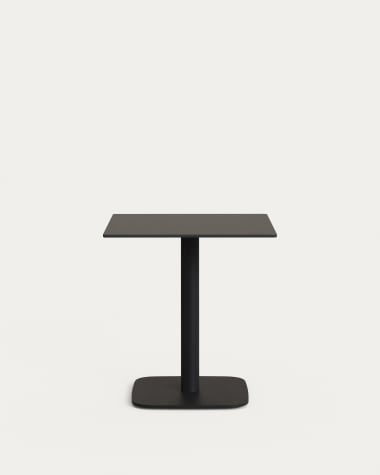 Dina outdoor table in black with metal legal in a painted white finish, 68 x 68 x 70 cm